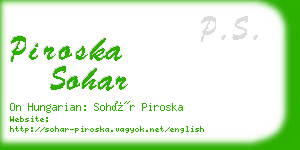 piroska sohar business card
